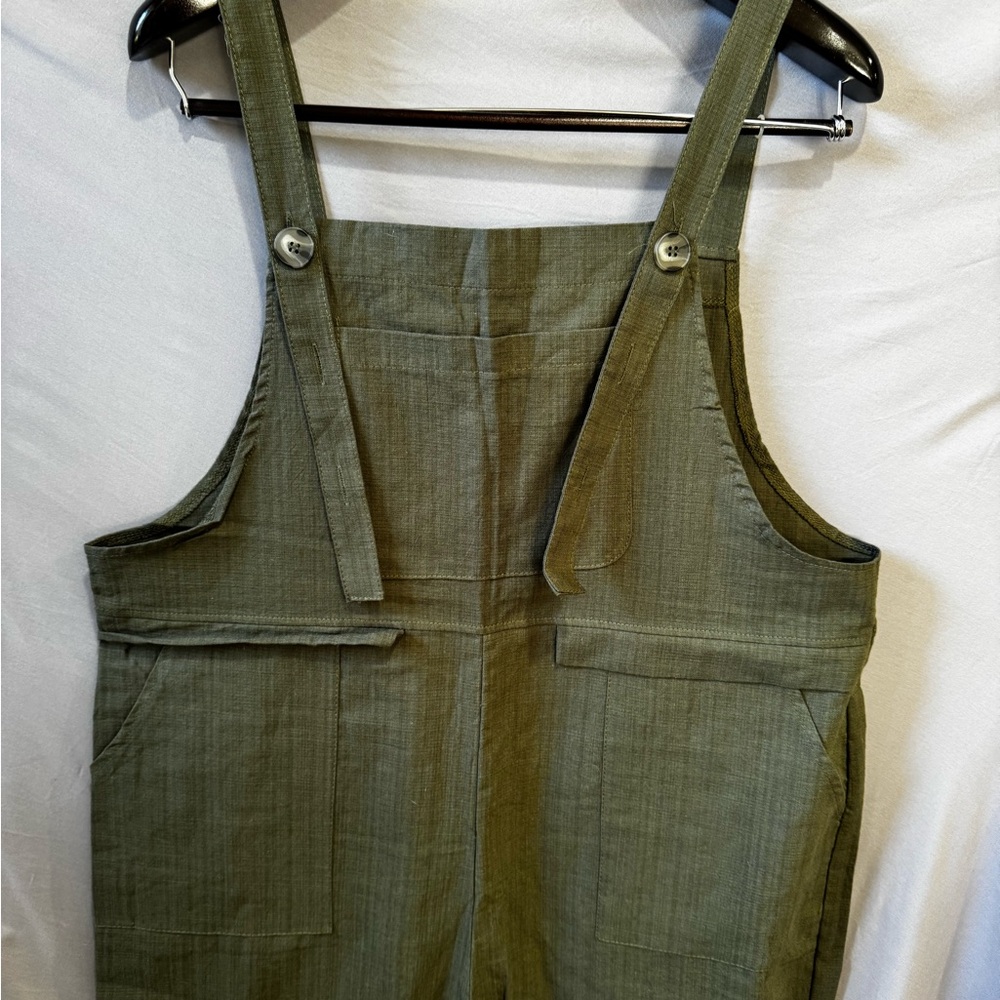 Green Overalls with Button Straps